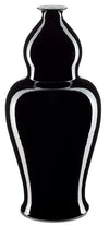 Currey and Company Imperial Black Large Elongated Double Gourd Vase 1200-0228