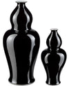 Currey and Company Imperial Black Large Elongated Double Gourd Vase 1200-0228