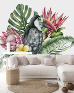 Exotic Flowers and Bird Wallpaper