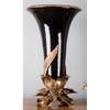 Lovecup PORCELAIN FLOWER VASE WITH BRONZE LILY FLOWER ORMOLU - EBONY BLACK L028