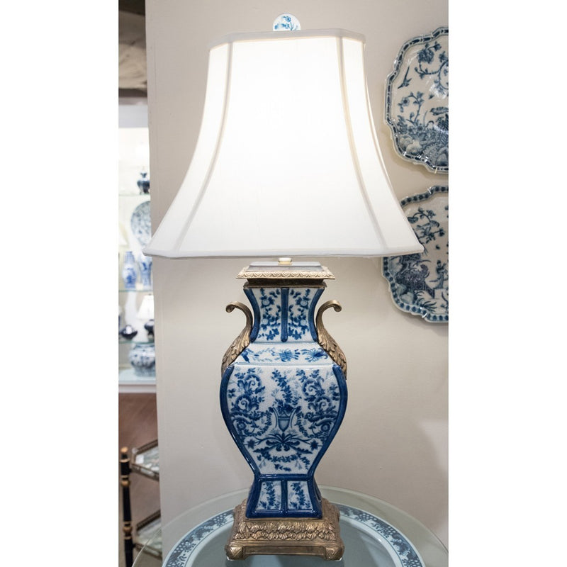 Lovecup PORCELAIN VASS LAMP WITH BRONZE-AZURE L094