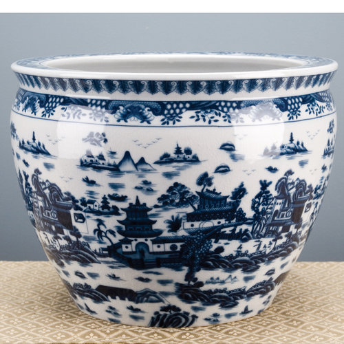 Lovecup Porcelain Fishbowl - Blue And White L150