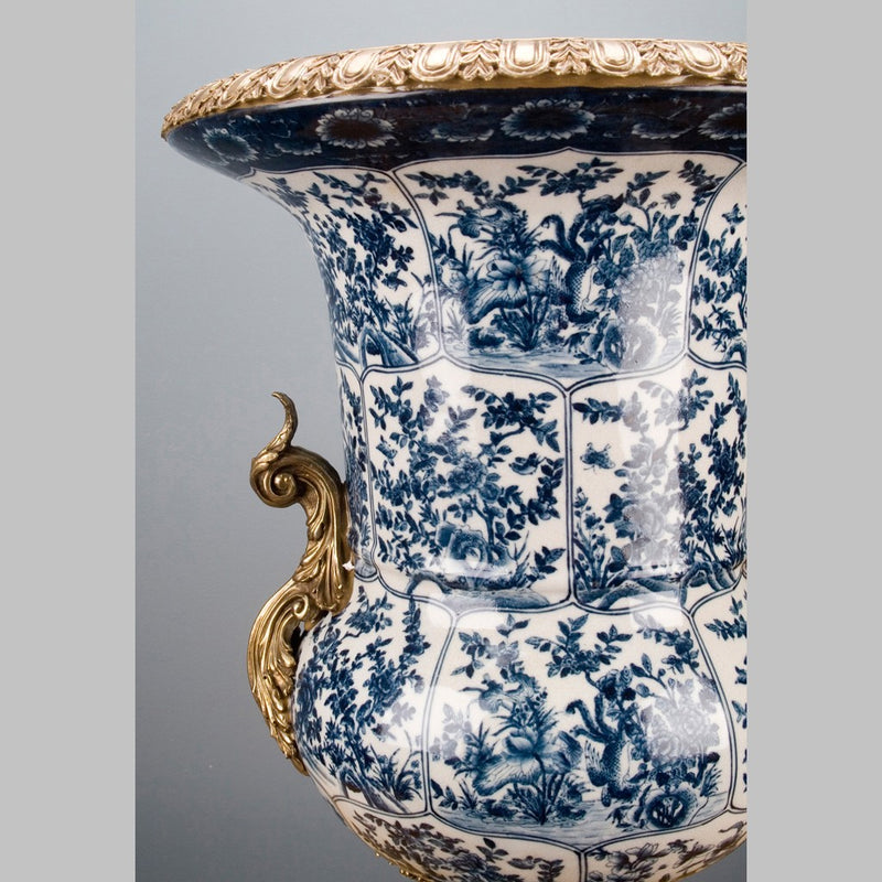 Lovecup Blue and White Seabrook Porcelain Urn with Bronze Ormolu L195