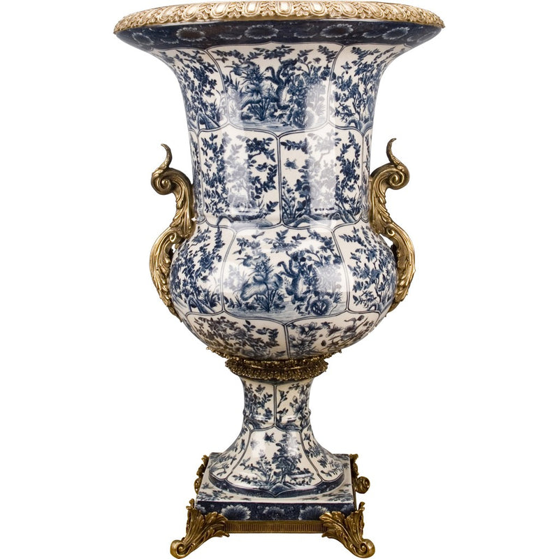 Lovecup Blue and White Seabrook Porcelain Urn with Bronze Ormolu L195