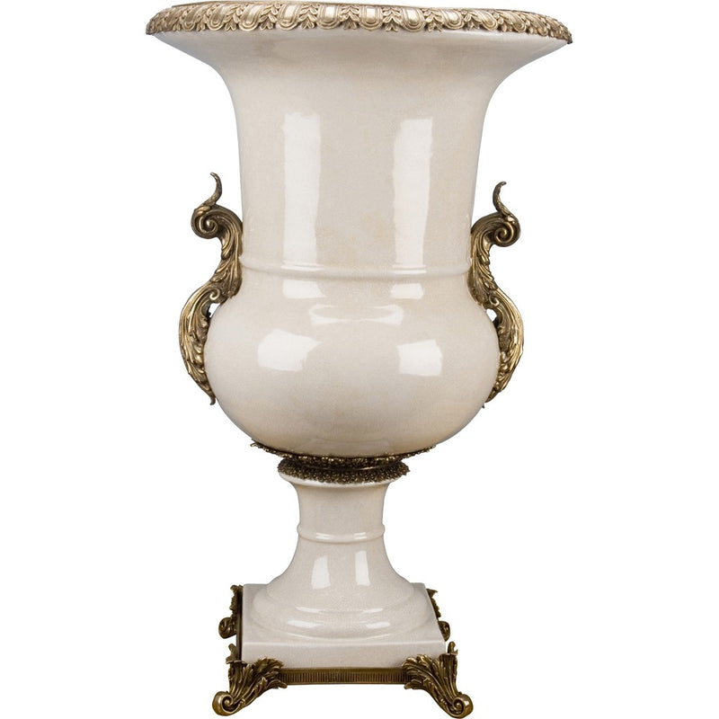 Lovecup White Crackle Porcelain Urn with Bronze Ormolu L196