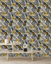 Voguish Pineapple and Flowers Wallpaper Tasteful