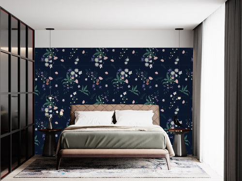 Fashionable Dark Wallpaper with Flowers Smart
