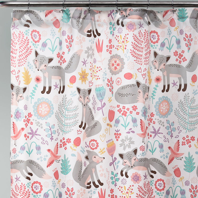 Lush Decor Pixie Fox Shower Curtain - Navy & Pink