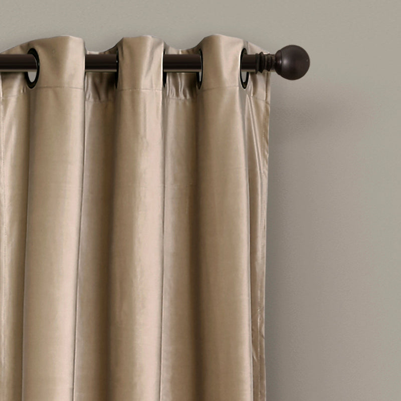 Prima Velvet Solid Grommet Light Filtering Window Curtain Panel Set