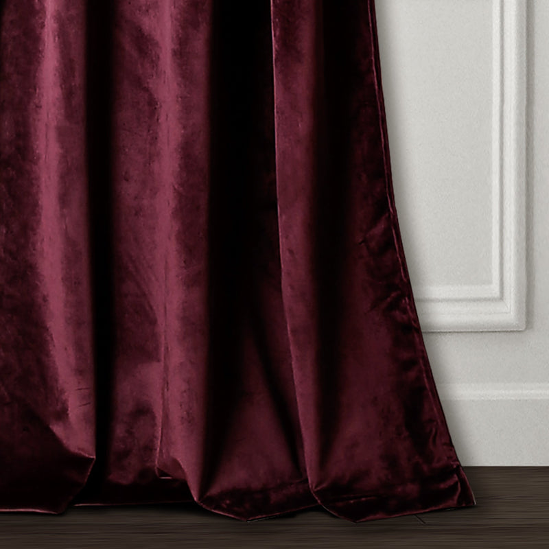 Prima Velvet Solid Grommet Light Filtering Window Curtain Panel Set