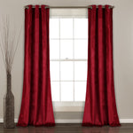 Prima Velvet Solid Grommet Light Filtering Window Curtain Panel Set