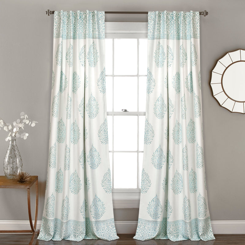Teardrop Leaf Room Darkening Window Curtain Panel Set