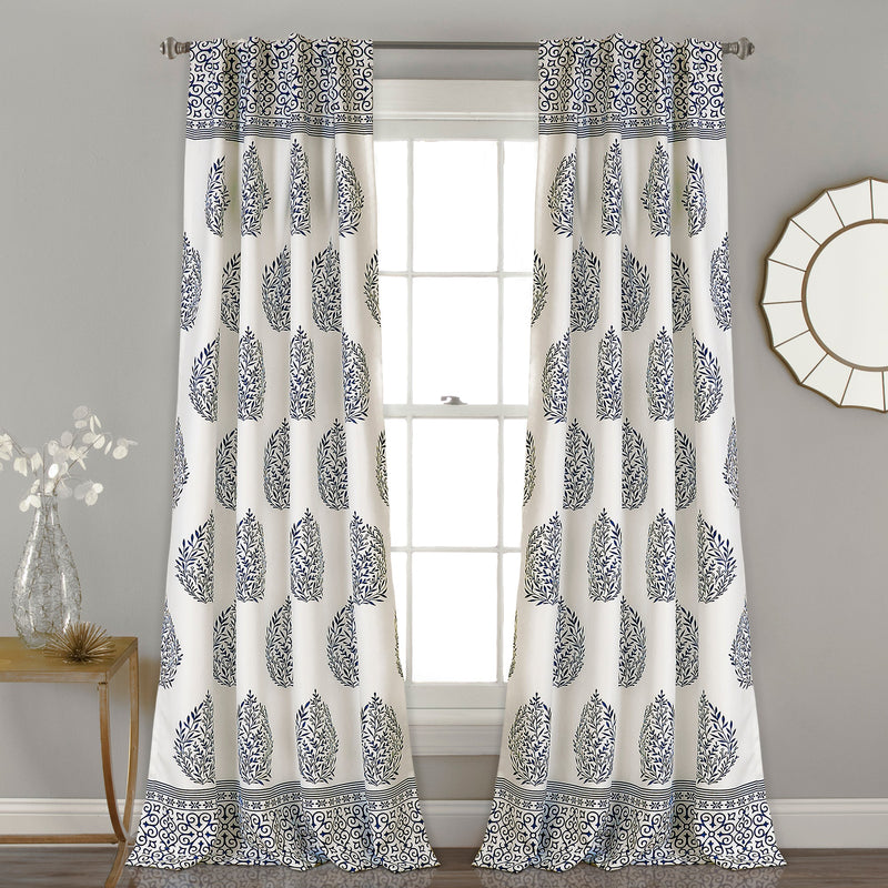 Teardrop Leaf Room Darkening Window Curtain Panel Set