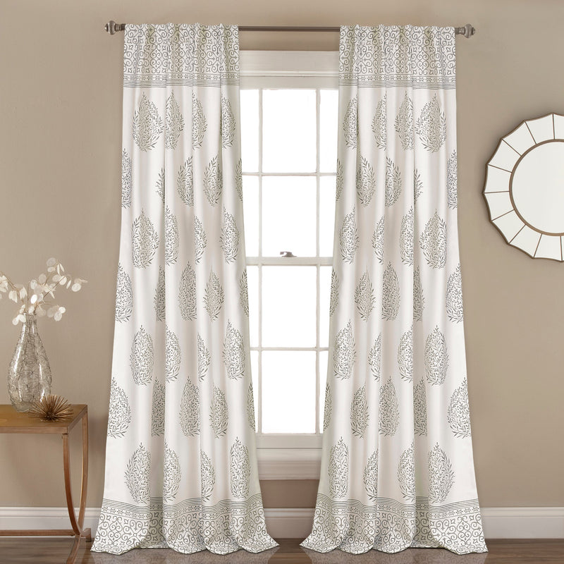 Teardrop Leaf Room Darkening Window Curtain Panel Set