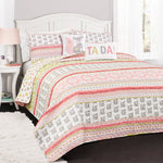 Fox Ruffle Stripe Quilt 4 Piece Set Twin