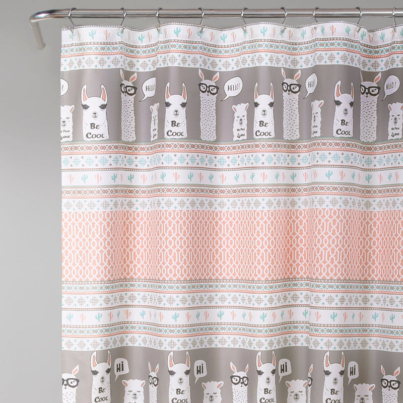 Llama Stripe Shower Curtain