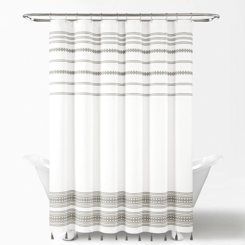 Breezy Chic Tassel Jacquard Recycled Cotton Shower Curtain