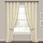 Luxury Regency Faux Silk Two-Tone Tassel Window Curtain Panel Set