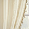 Luxury Regency Faux Silk Two-Tone Tassel Window Curtain Panel Set