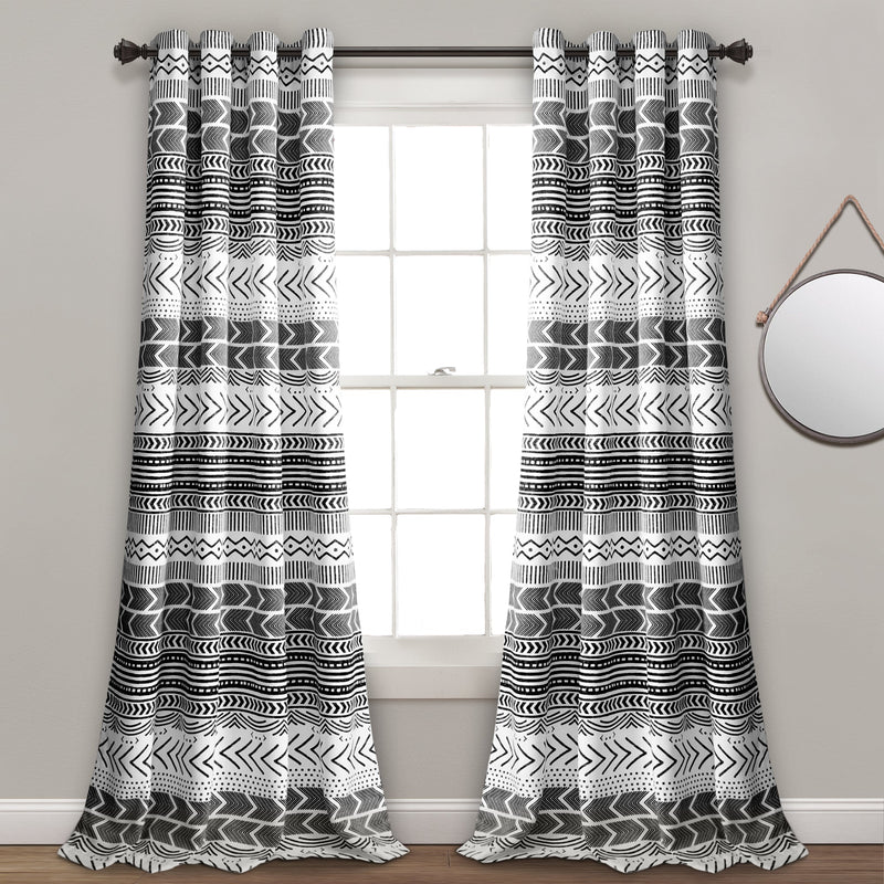 Hygge Geo Light Filtering Window Curtain Panel Set