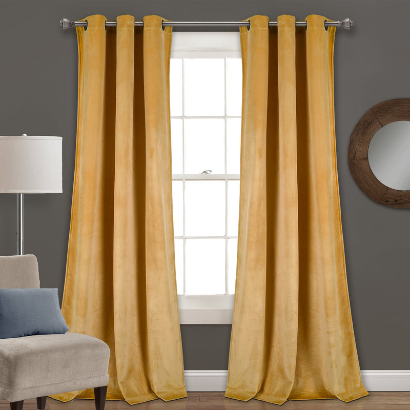 Prima Velvet Solid Grommet Light Filtering Window Curtain Panel Set