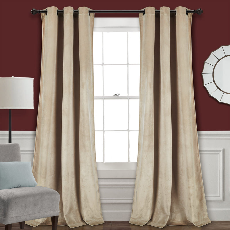 Prima Velvet Solid Grommet Light Filtering Window Curtain Panel Set