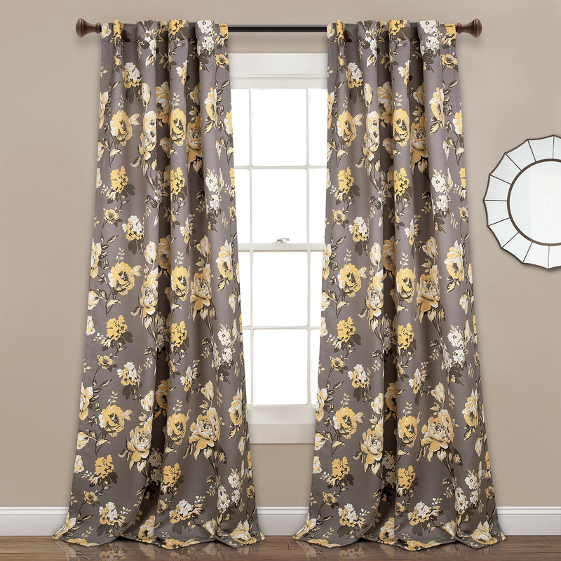 Tania Floral Light Filtering Window Curtain Panel Set