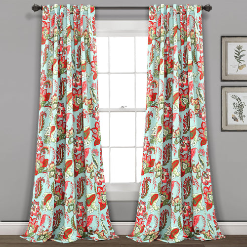 Zara Jacobean Room Darkening Window Curtain Panel Set