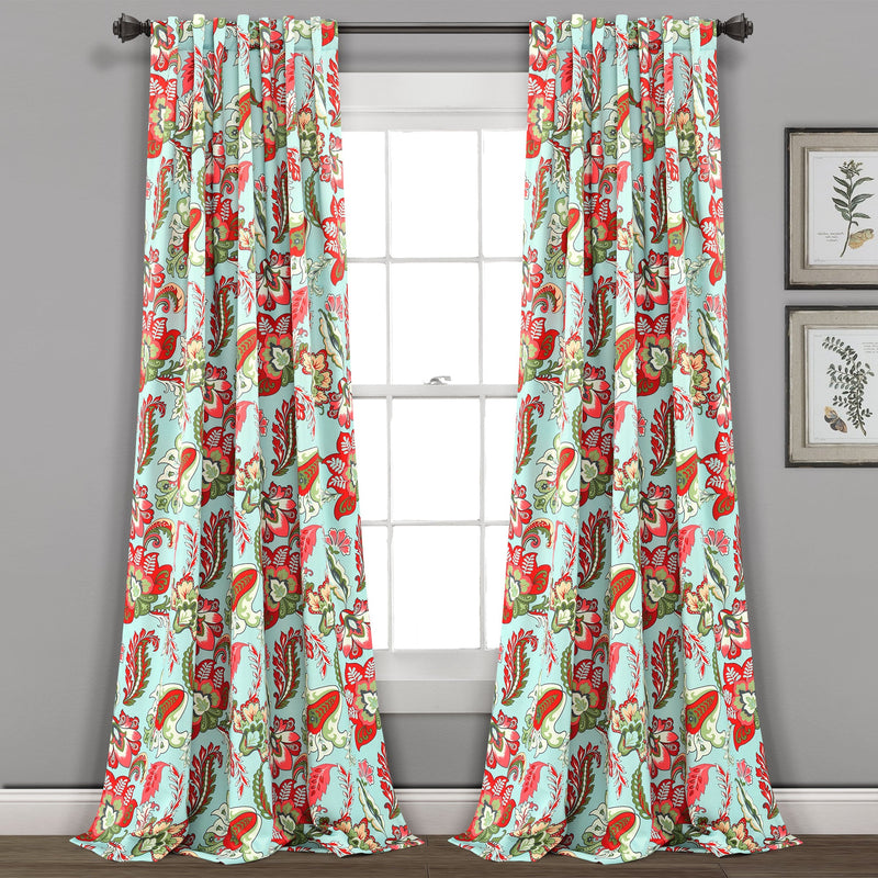 Zara Jacobean Room Darkening Window Curtain Panel Set