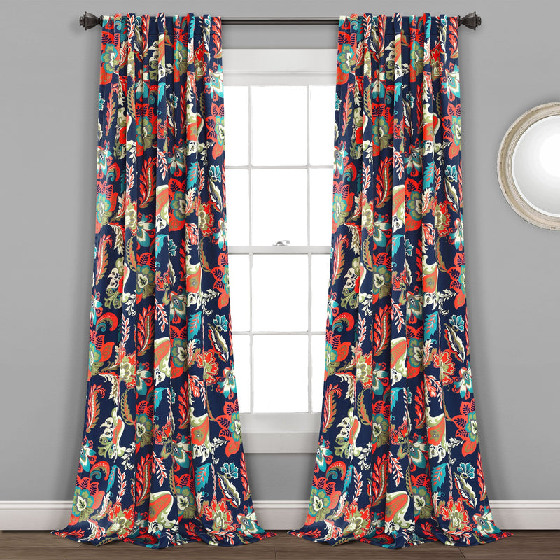 Zara Jacobean Room Darkening Window Curtain Panel Set