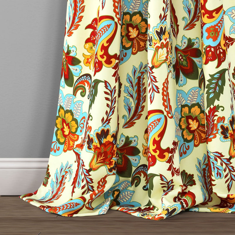 Zara Jacobean Room Darkening Window Curtain Panel Set
