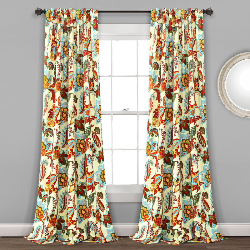 Zara Jacobean Room Darkening Window Curtain Panel Set