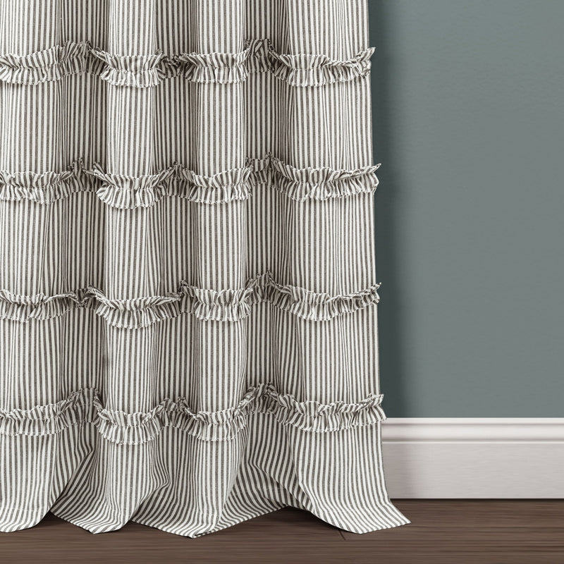 Vintage Stripe Yarn Dyed Cotton Window Curtain Panel Set