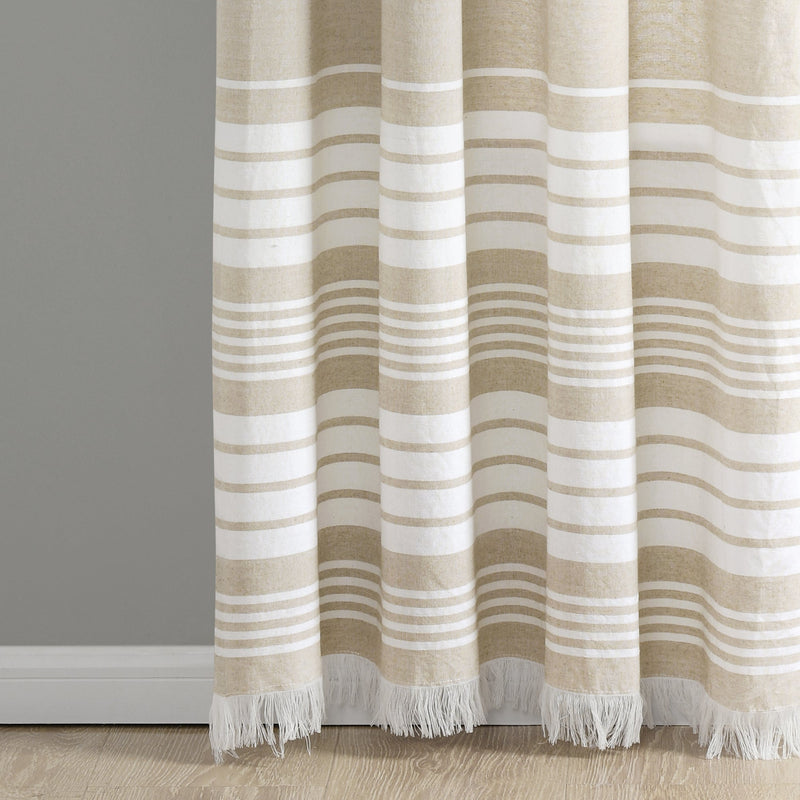 Nantucket Yarn Dyed Cotton Tassel Fringe Window Curtain Panel Set
