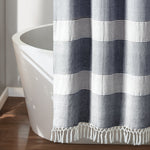 Tucker Stripe Yarn Dyed Cotton Knotted Tassel Shower Curtain