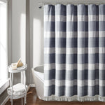 Tucker Stripe Yarn Dyed Cotton Knotted Tassel Shower Curtain