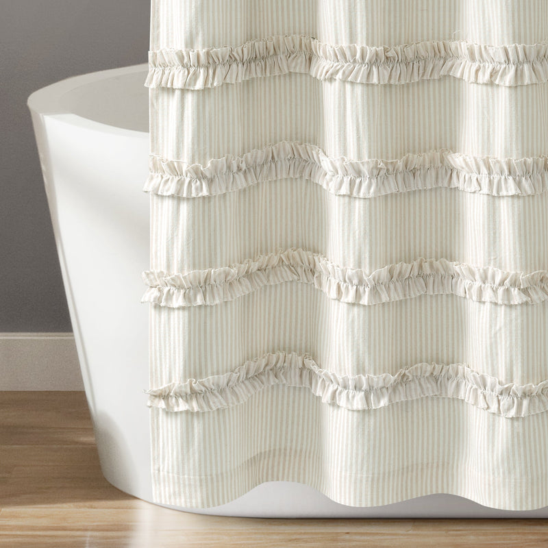 Vintage Stripe Yarn Dyed Cotton Shower Curtain