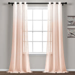 Farmhouse Ombre Stripe Grommet Sheer Window Curtain Panel Set