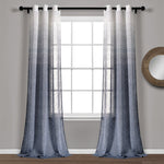 Farmhouse Ombre Stripe Grommet Sheer Window Curtain Panel Set