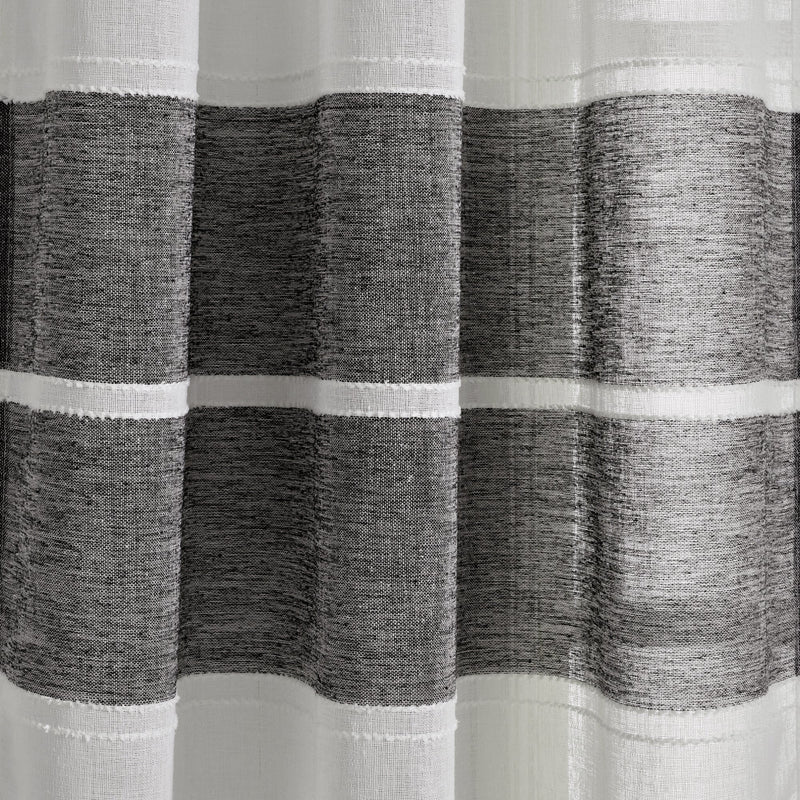 Textured Stripe Grommet Sheer Window Curtain Panel Set