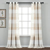Textured Stripe Grommet Sheer Window Curtain Panel Set