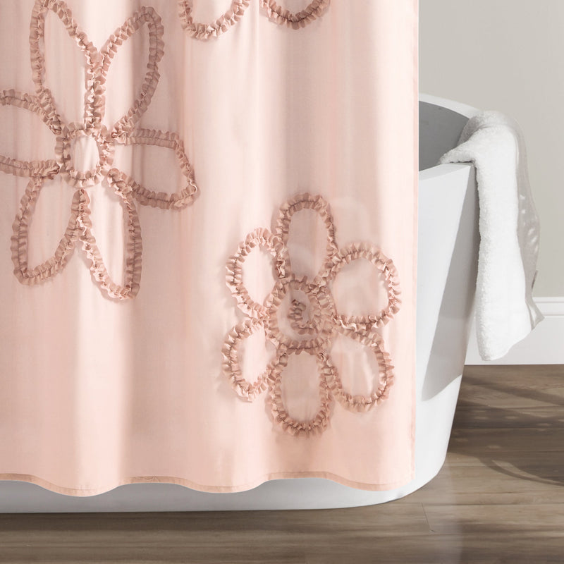 Ruffle Flower Shower Curtain