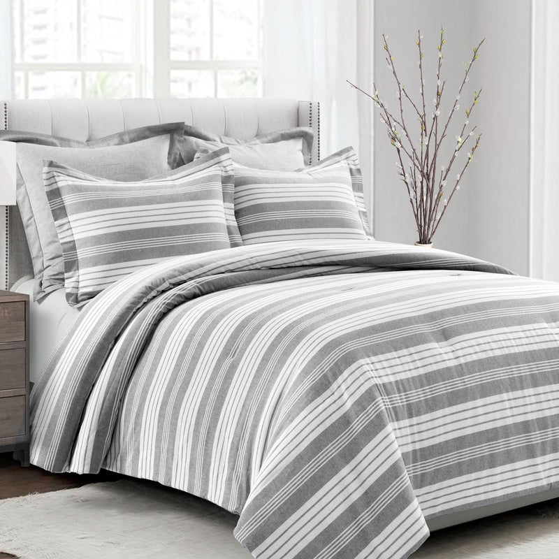 Farmhouse Yarn Dyed Stripe Recycled Cotton Comforter 5 Piece Set