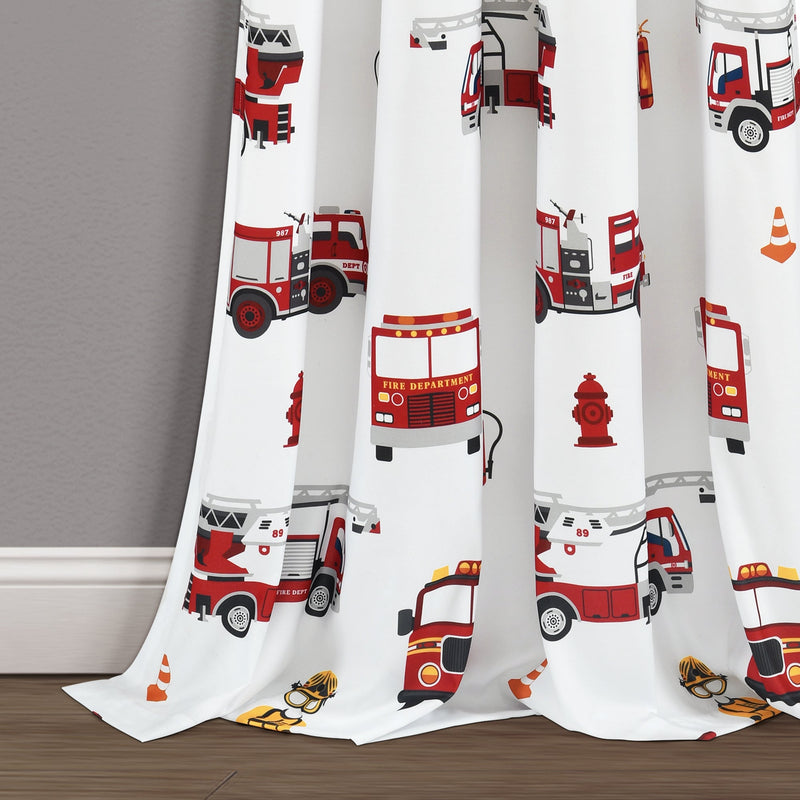 Fire Truck Window Curtain Panel Set