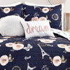 Vintage Paris Rose Butterfly Script Quilt Set