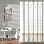 Stripe Yarn Dyed Tassel Fringe Woven Cotton Shower Curtain