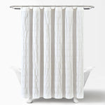 Waffle Stripe Woven Cotton Shower Curtain