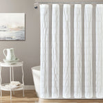 Waffle Stripe Woven Cotton Shower Curtain