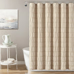 Waffle Stripe Woven Cotton Shower Curtain