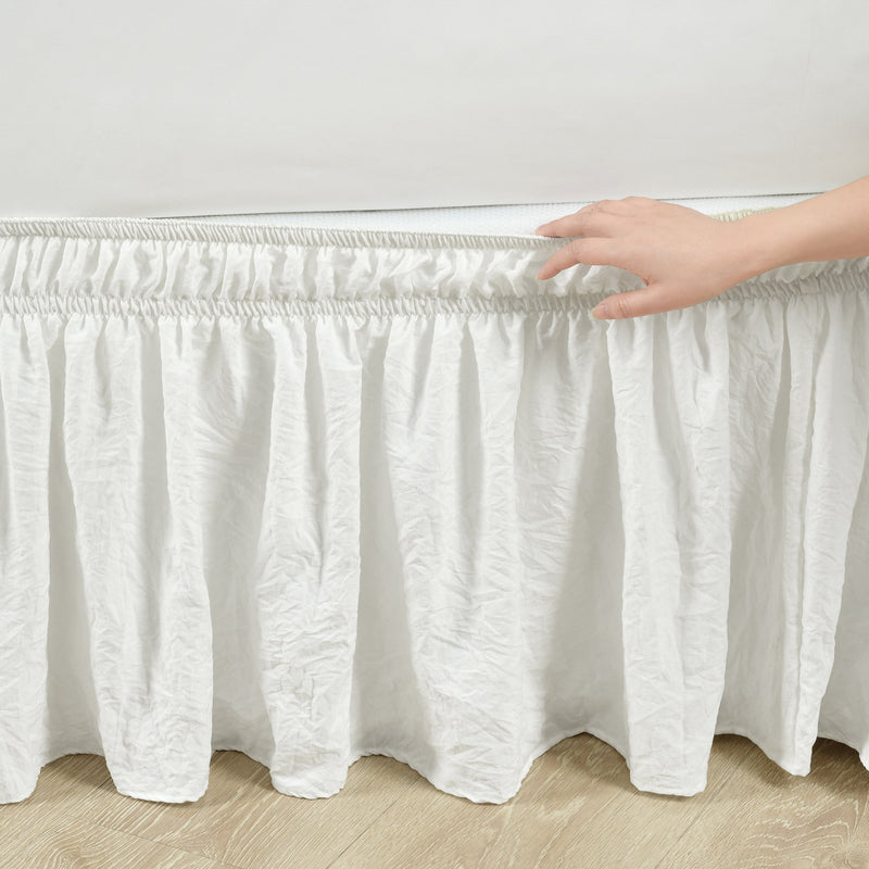 Ruched Ruffle Elastic Easy Wrap Around Bed Skirt Lovecup